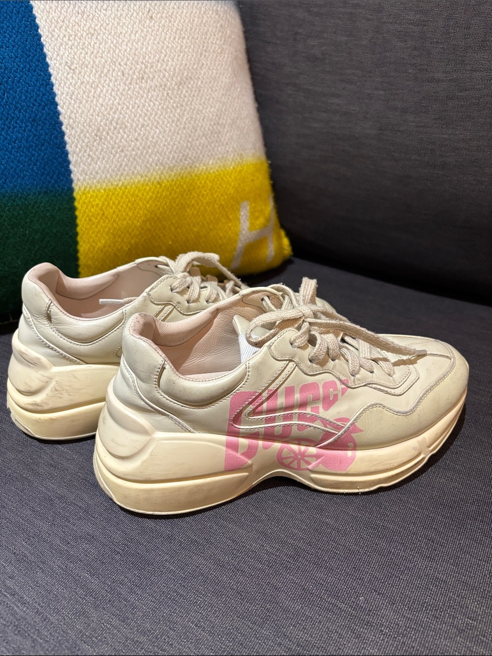 Gucci Cream Leather Platform Sneakers